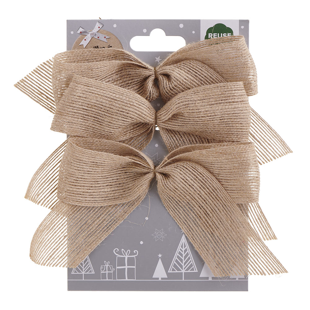 Single Wilko First Frost Hessian Bows 3 Pack in Assorted styles Wilko