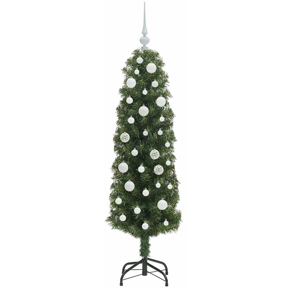 vidaXL Green Artificial Christmas Tree with Pinecones LEDs White Decoration Ornaments 5ft Image 4