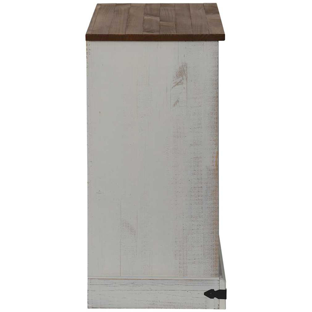 vidaXL Halden Single Sliding Door White Solid Pine Wood Sideboard with Wine Rack Image 5