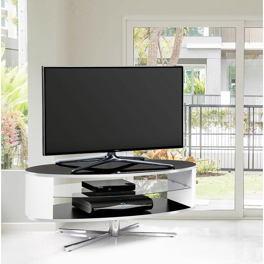 MDA Designs Orbit 2 Shelf Black and White TV Cabinet Image 7