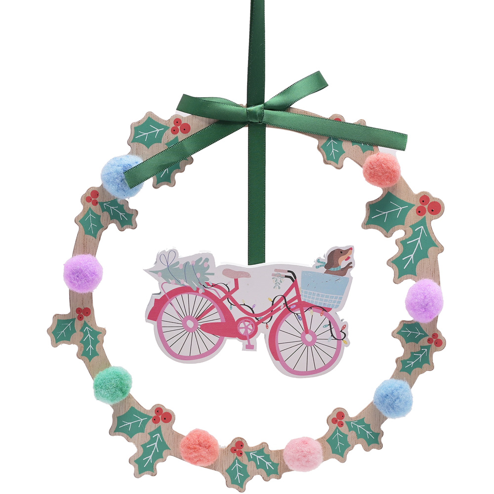The Christmas Gift Co Bike Wreath Plaque Image 1