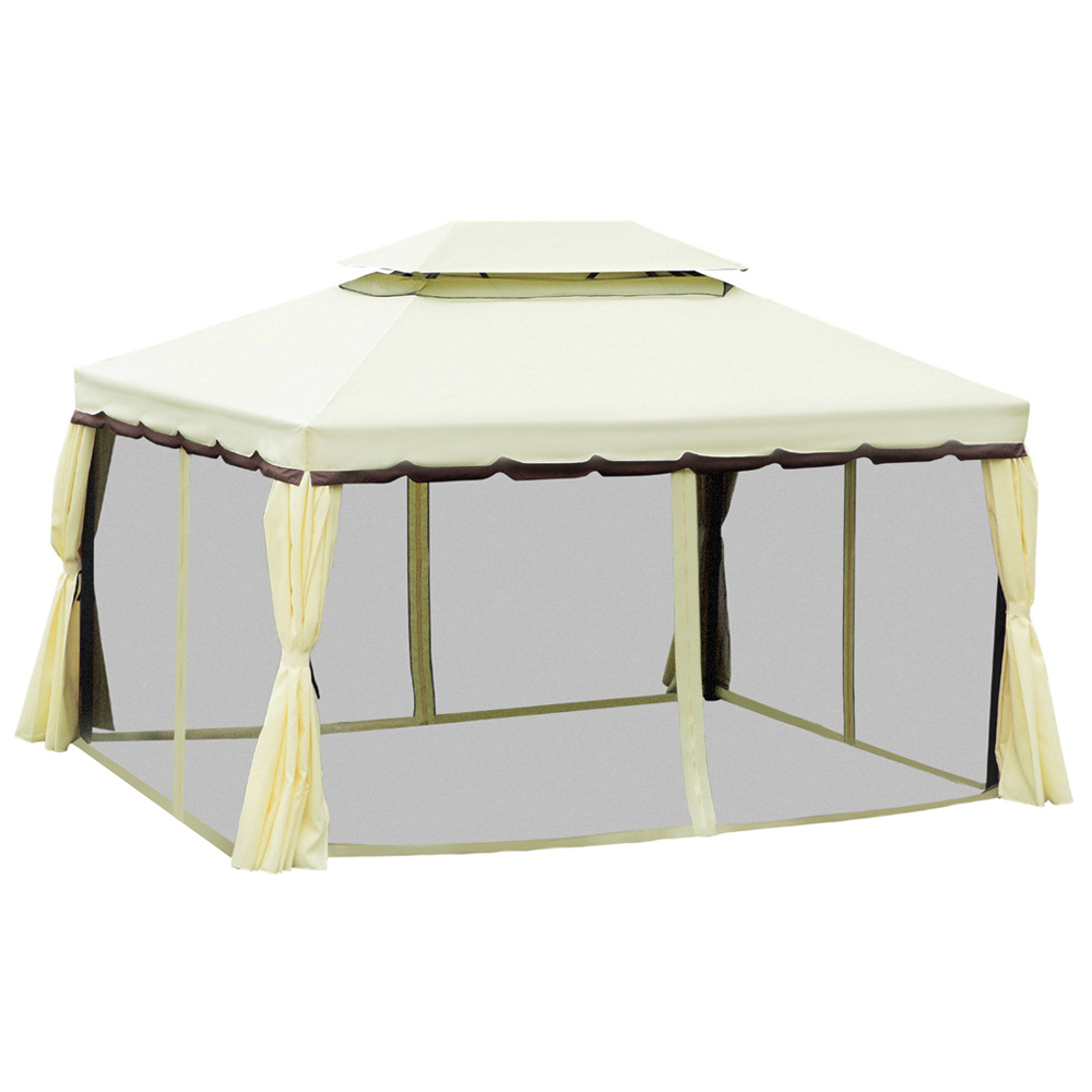 Outsunny 4 x 3m Cream Canopy Marquee Pavilion Gazebo with Sides Image 3