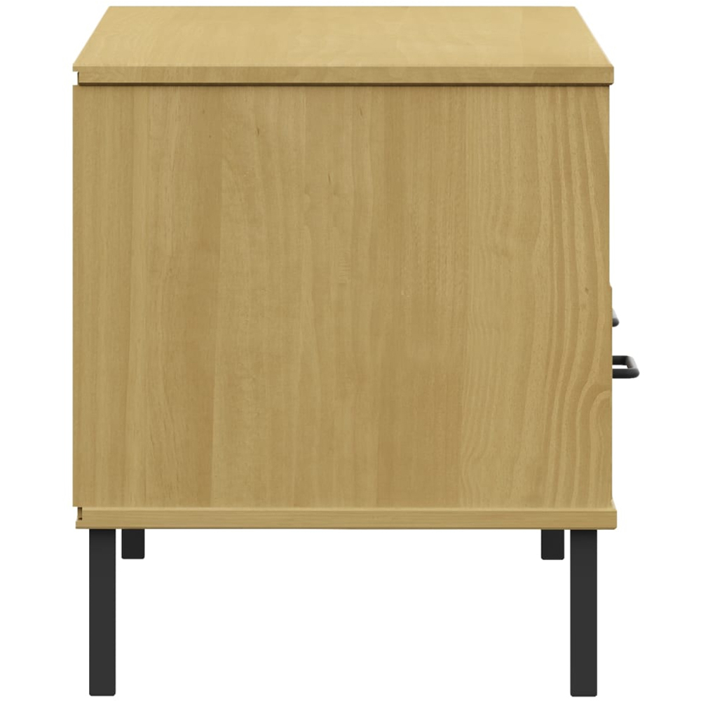 vidaXL Oslo 2 Drawer Single Shelf Brown Solid Pine Wood TV Cabinet Image 6