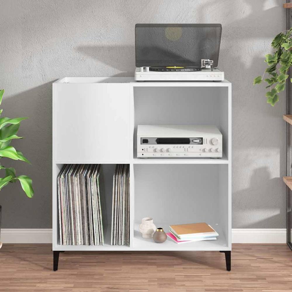 vidaXL 3 Shelf White Record Cabinet Image 7