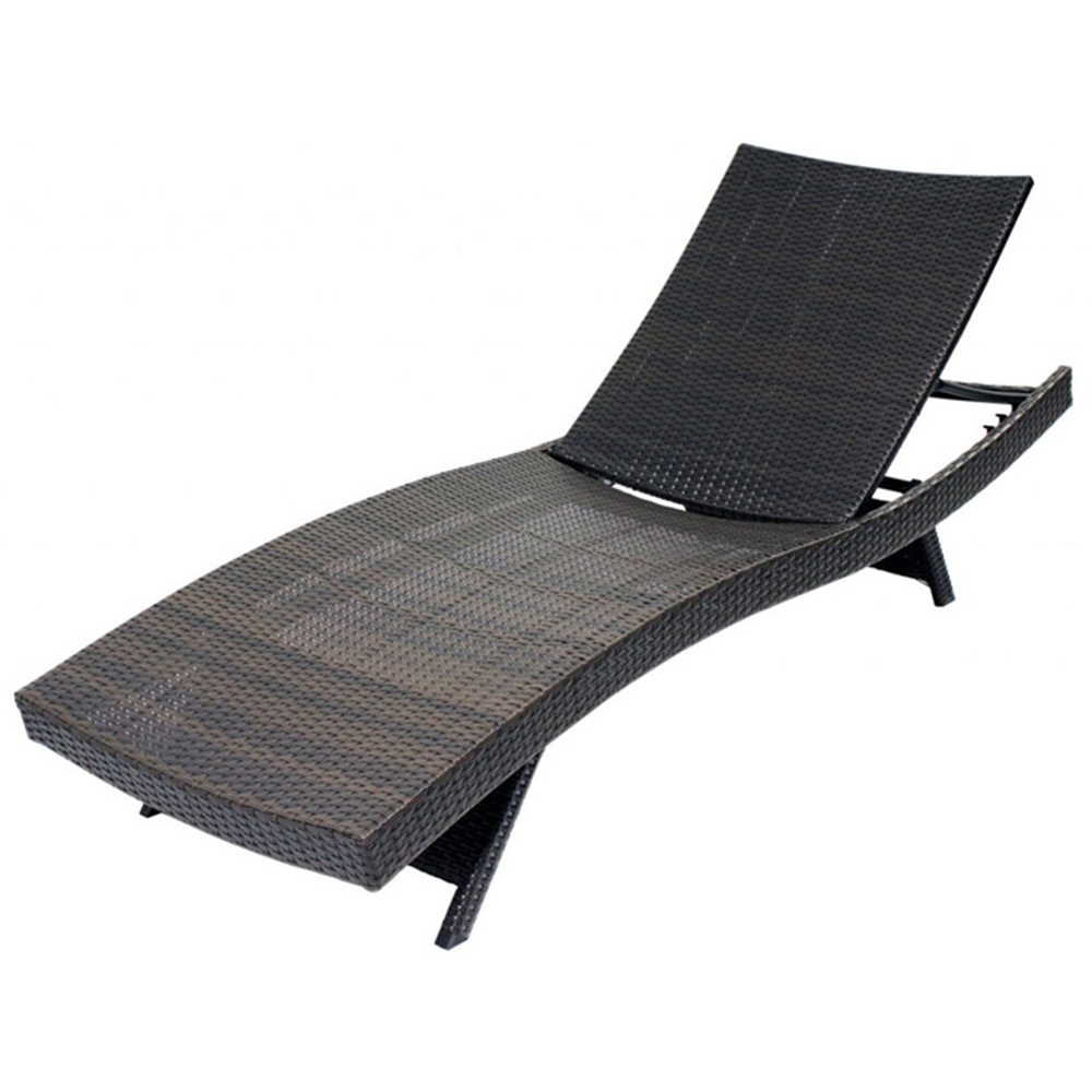 Grey Wicker Sun Lounger - Grey Image 2