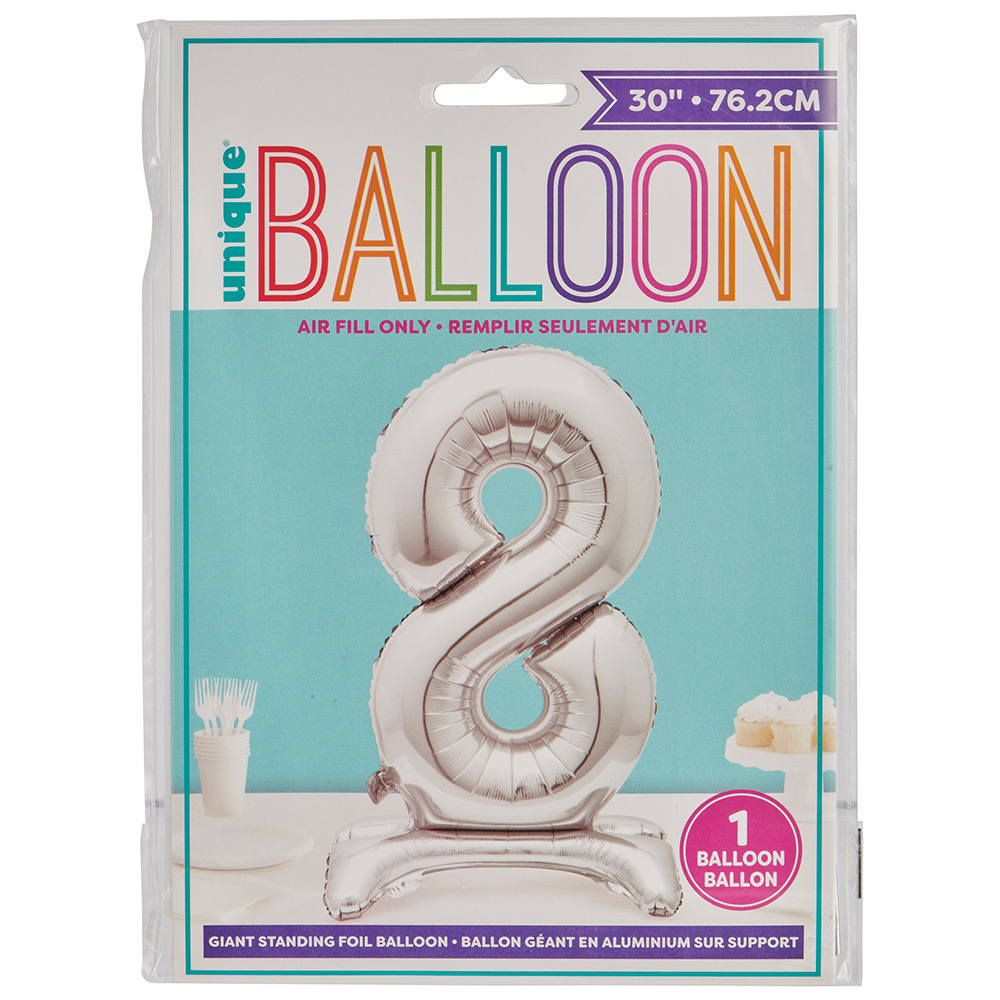 Wilko 30inch 8 Silver Foil Air Filled Balloon Image 2