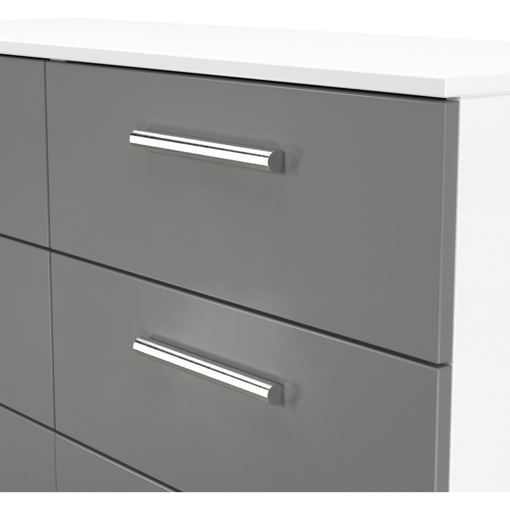Crowndale Contrast 6 Drawer Dusk Grey and White Wide Chest of Drawers Ready Assembled Image 5