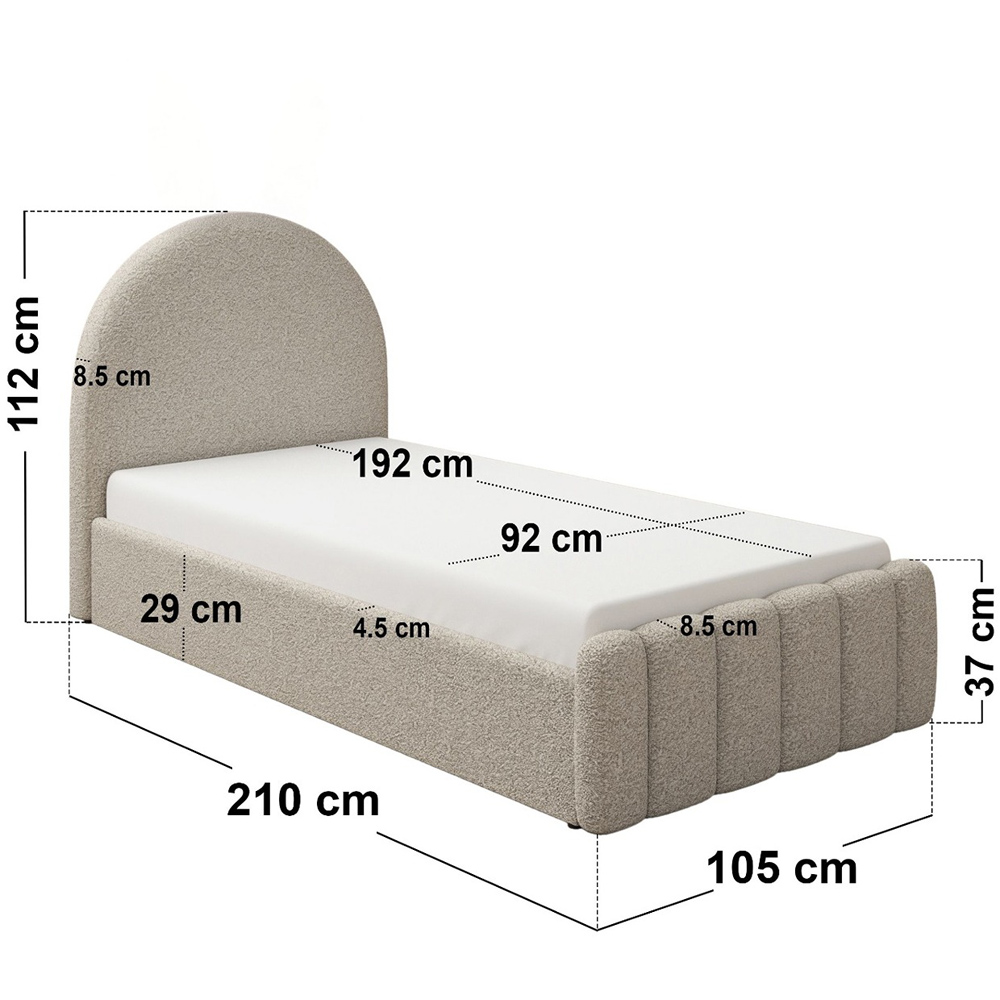 Flair Lapin Single Beige Boucle Bed with Bunny Headboard Image 9