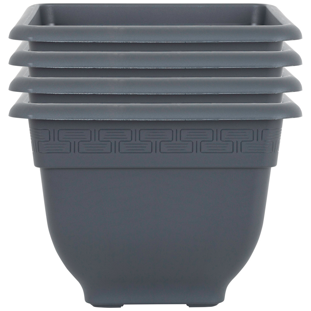Wham Bell Pot Slate Recycled Plastic Square Planter 37cm 4 Pack Image 1