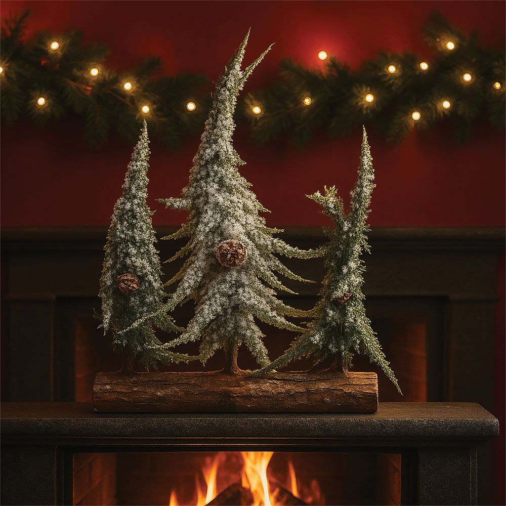 St Helens Snow Finish 3 Tree Log Christmas Decoration Image 2