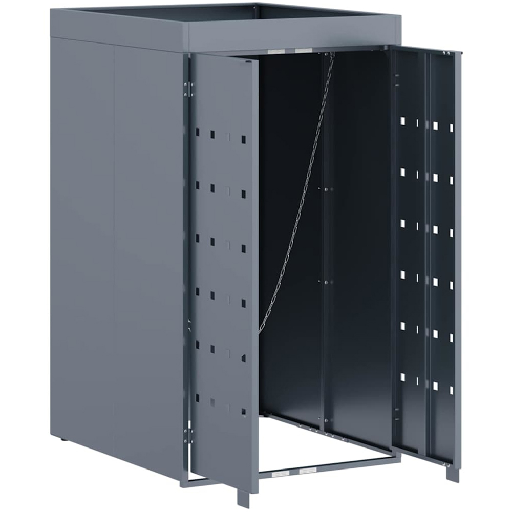 vidaXL Light Grey Wheelie Bin Storage Shed with Planter Roof Image 5