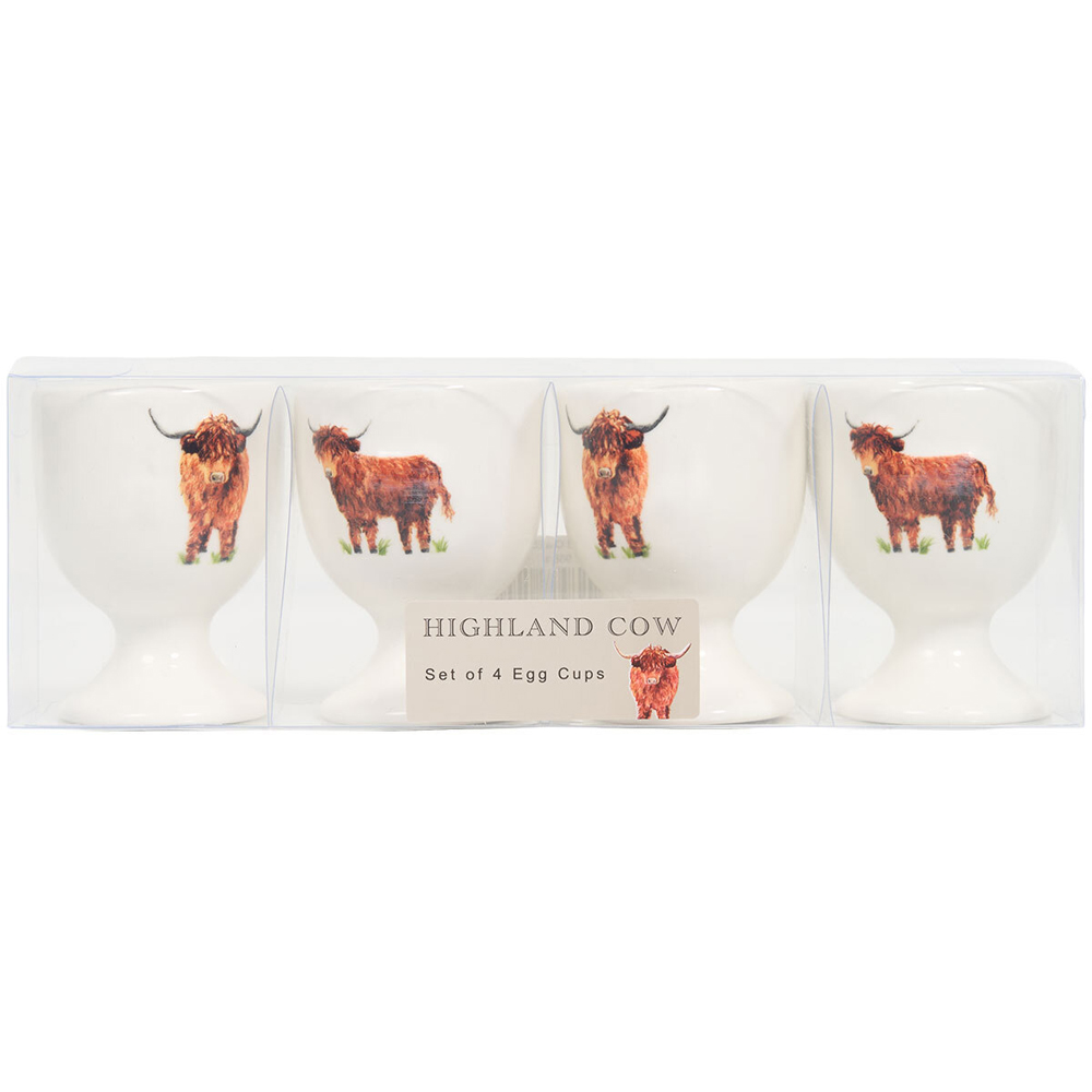 Set of 4 Highland Cow Egg Cups Image 2