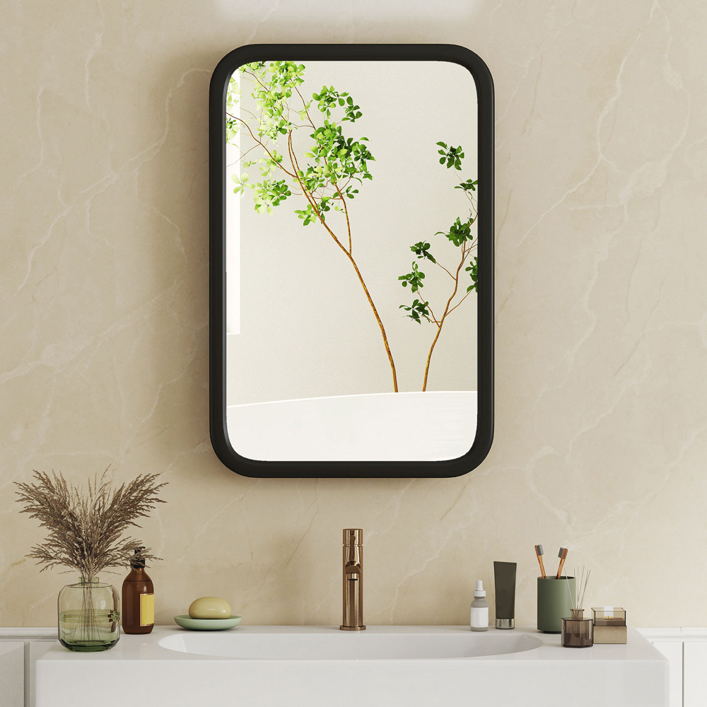 Portland Black Bathroom Wall Cabinet with Mirror Image 7