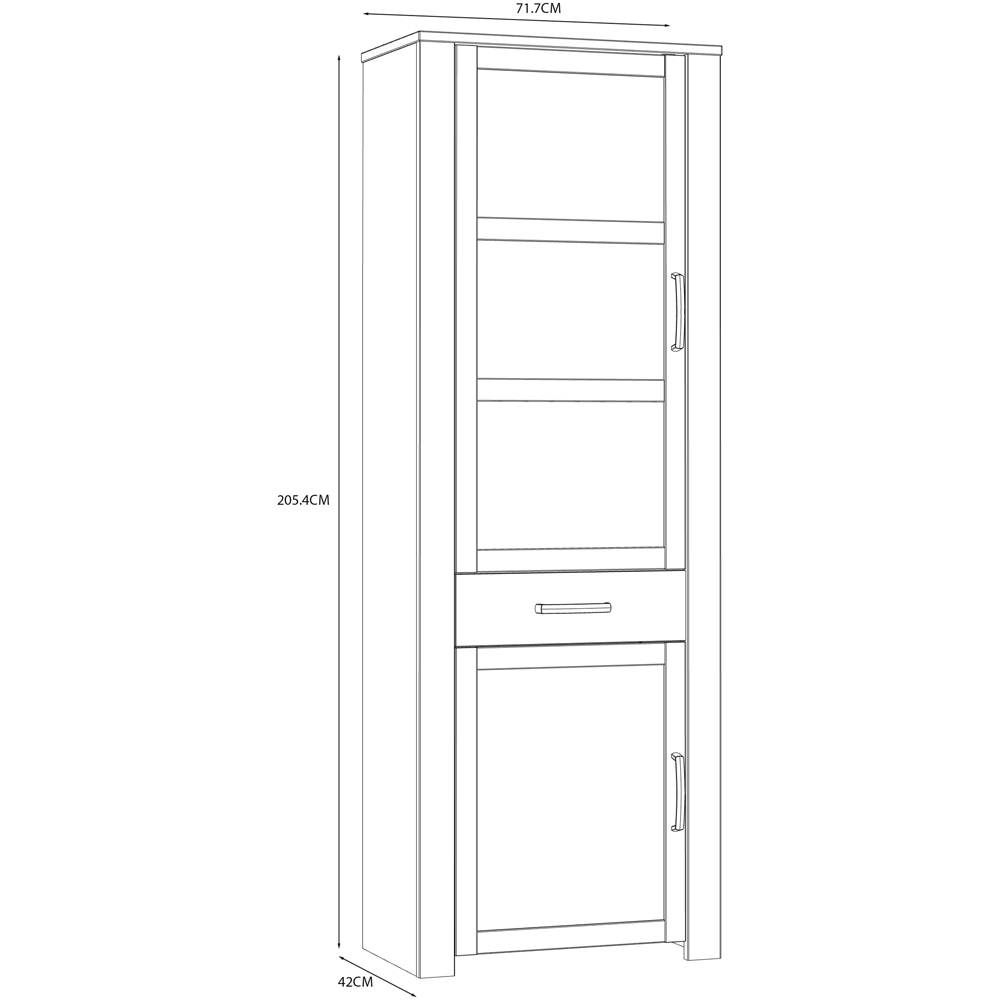 Florence Bohol 2 Door Single Drawer White Riviera Oak Narrow Cabinet Image 8