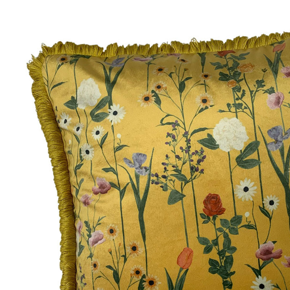 furn. Fleura Ochre Floral Velvet Cushion  Image 3