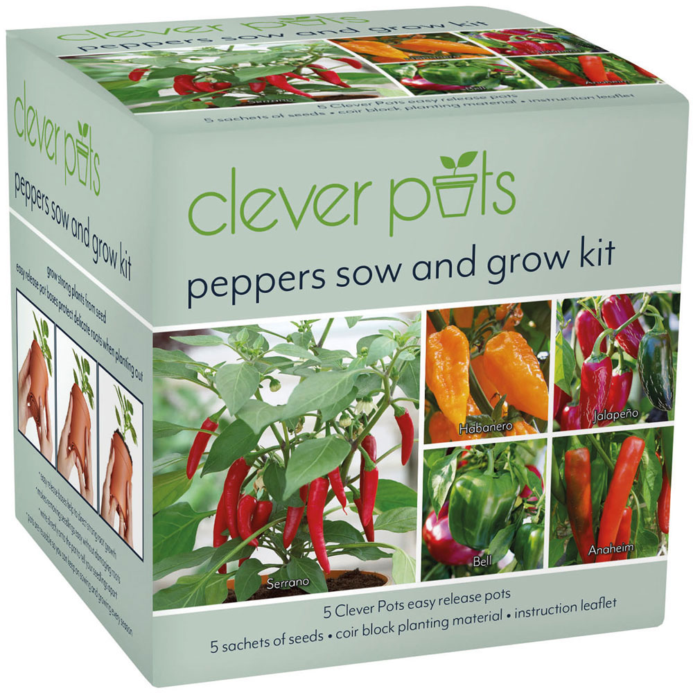 Clever Pots Peppers Sow and Grow Kit with 5 Easy Release Pots Image 1