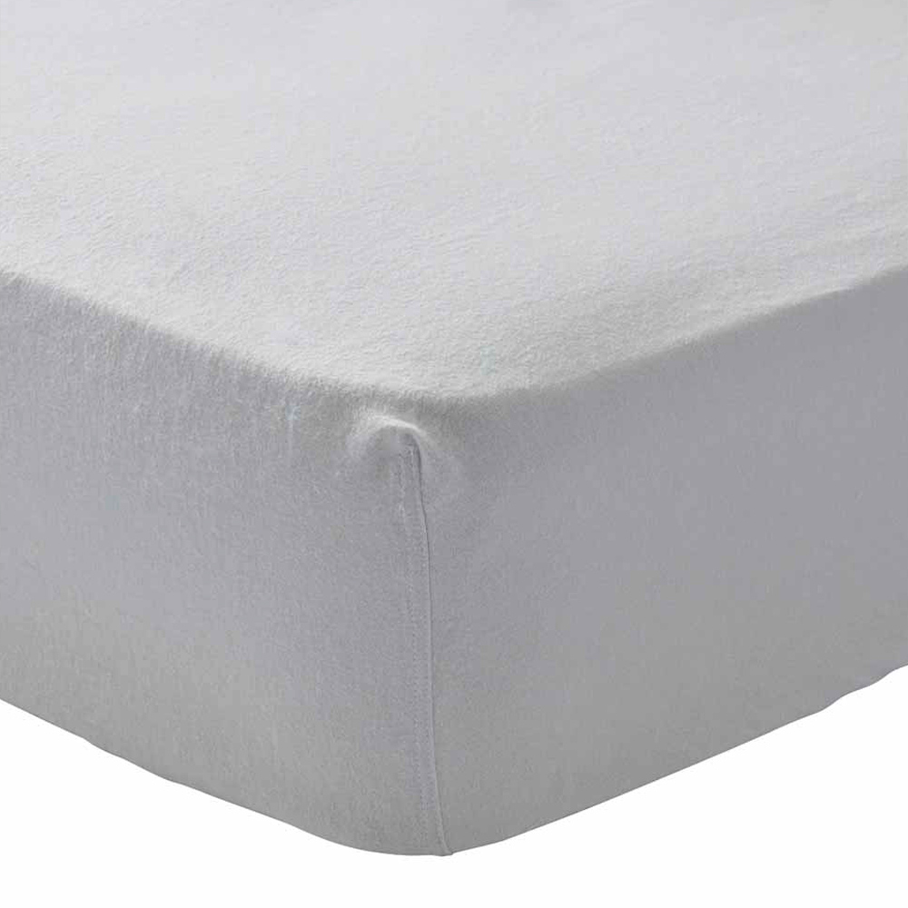 Wilko Double Silver Brushed Cotton Fitted Bed Sheet Image 1