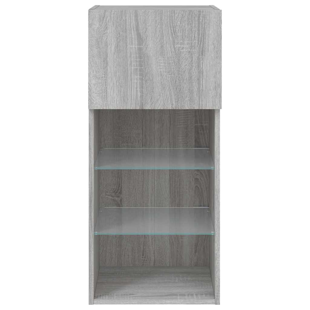 vidaXL Single Door 3 Shelf Grey Sonoma TV Cabinet with LED Lights Image 9