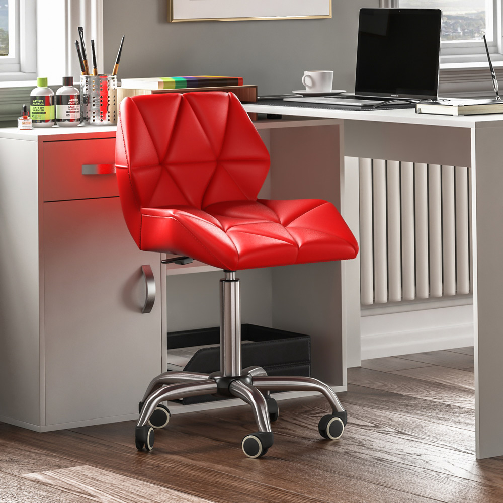 Vida Designs Red PU Faux Leather Swivel Office Chair Image 7