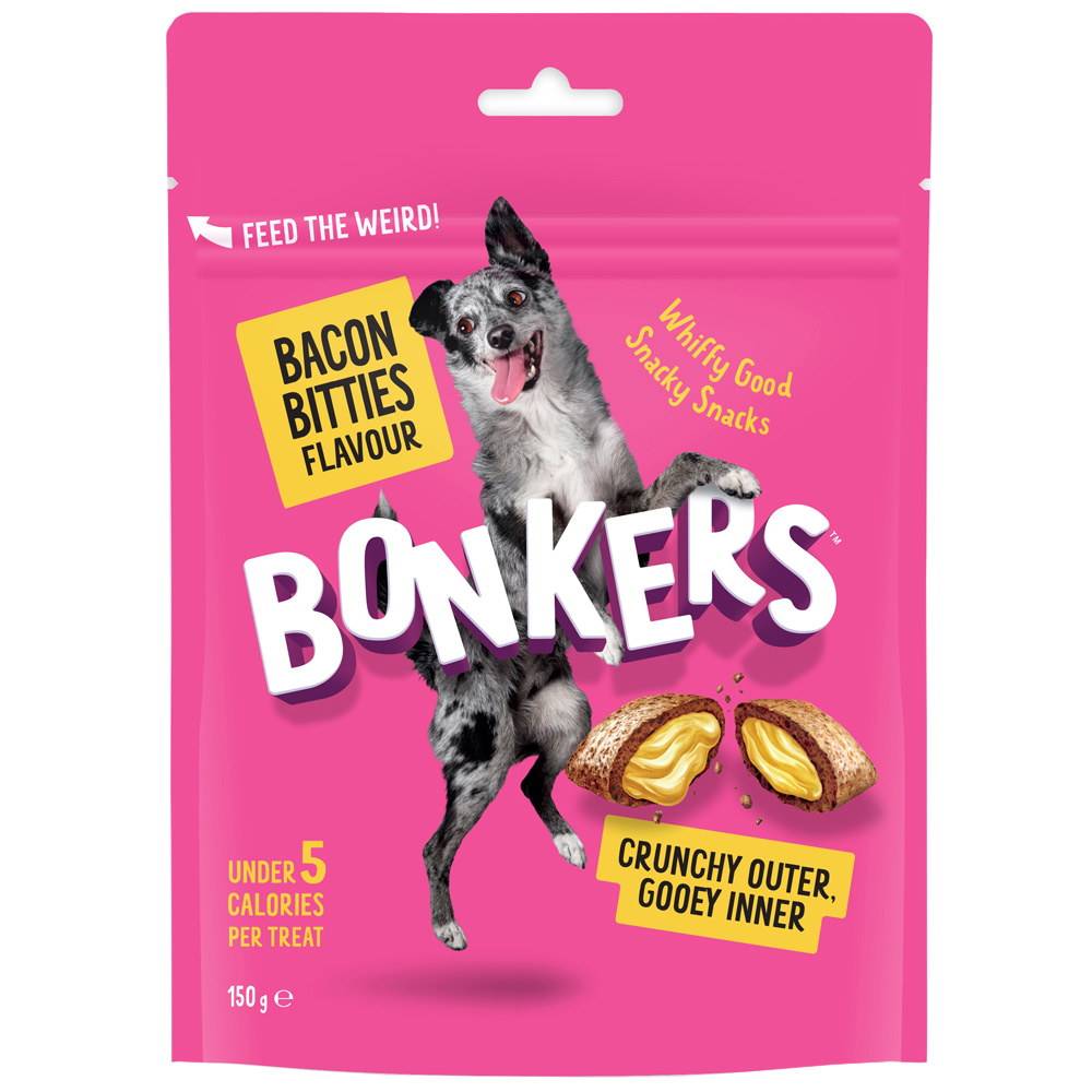 Bonkers Bacon Bitties Flavour Dog Treats 150g Image 1
