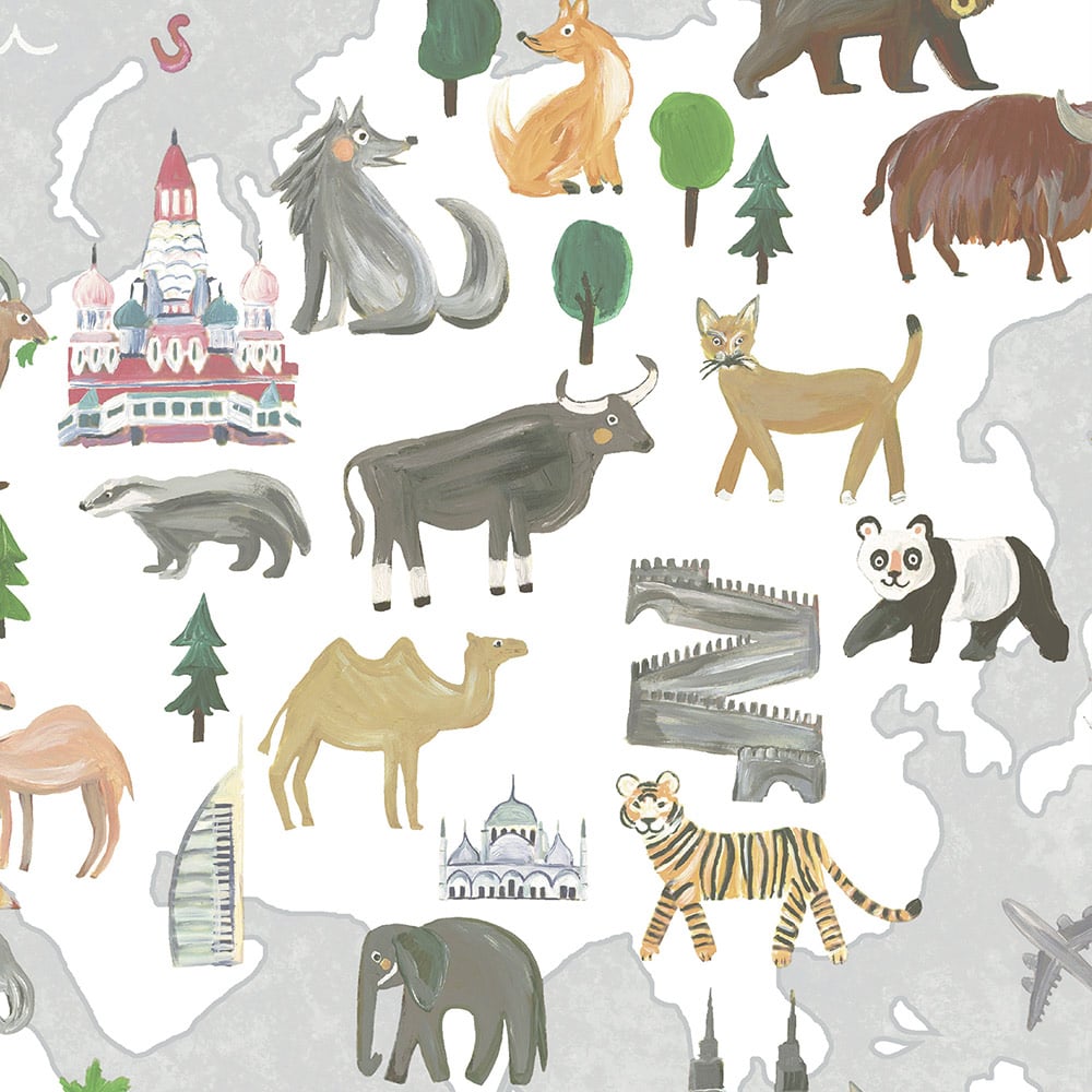 Holden Decor Animal Maps Grey Wallpaper Image 3