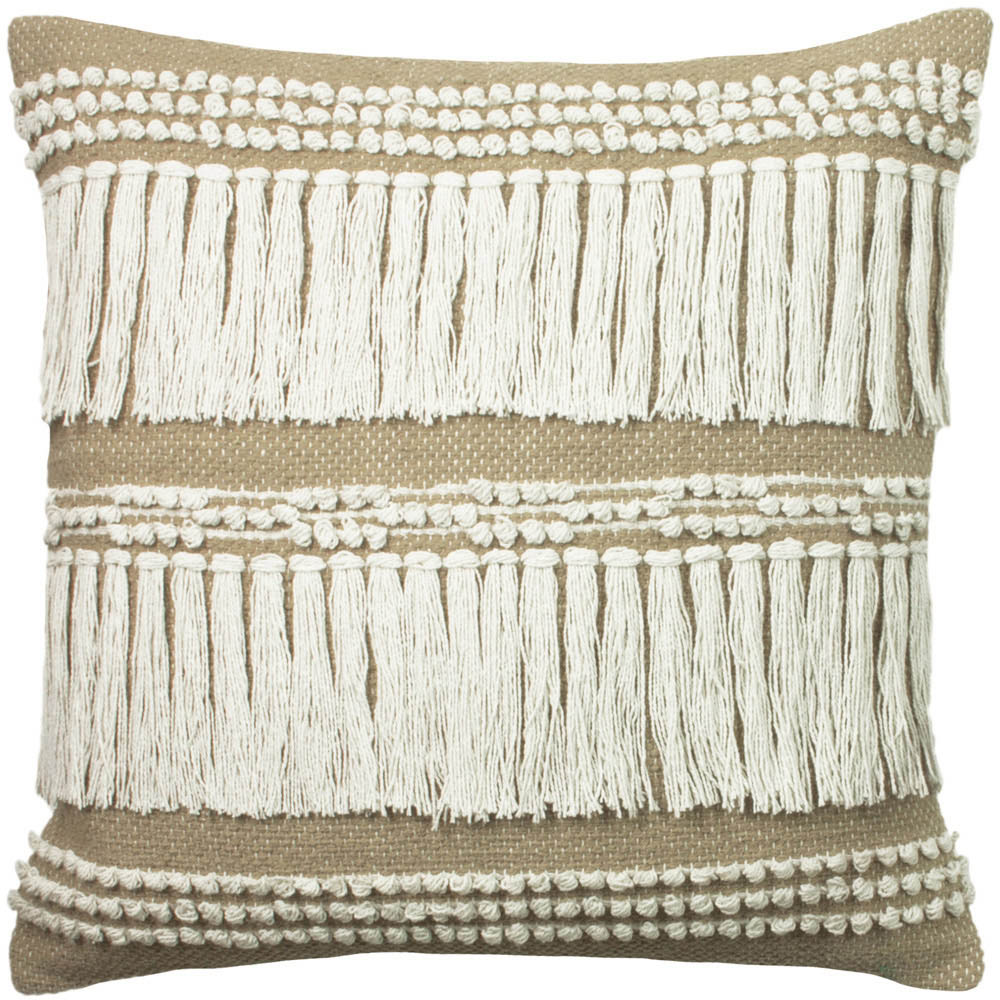 furn. Greta Natural Cotton Fringed Cushion
