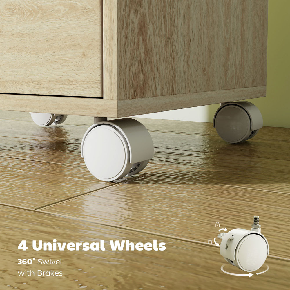 HOMCOM 6 Drawer Oak Vertical File Cabinet with Wheels Image 8