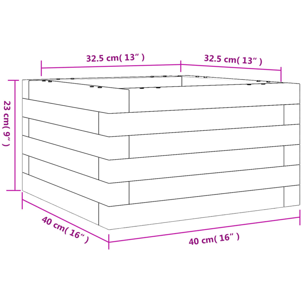 vidaXL Natural Solid Pine Wood Garden Planter 40 x 40 x 23cm Image 9