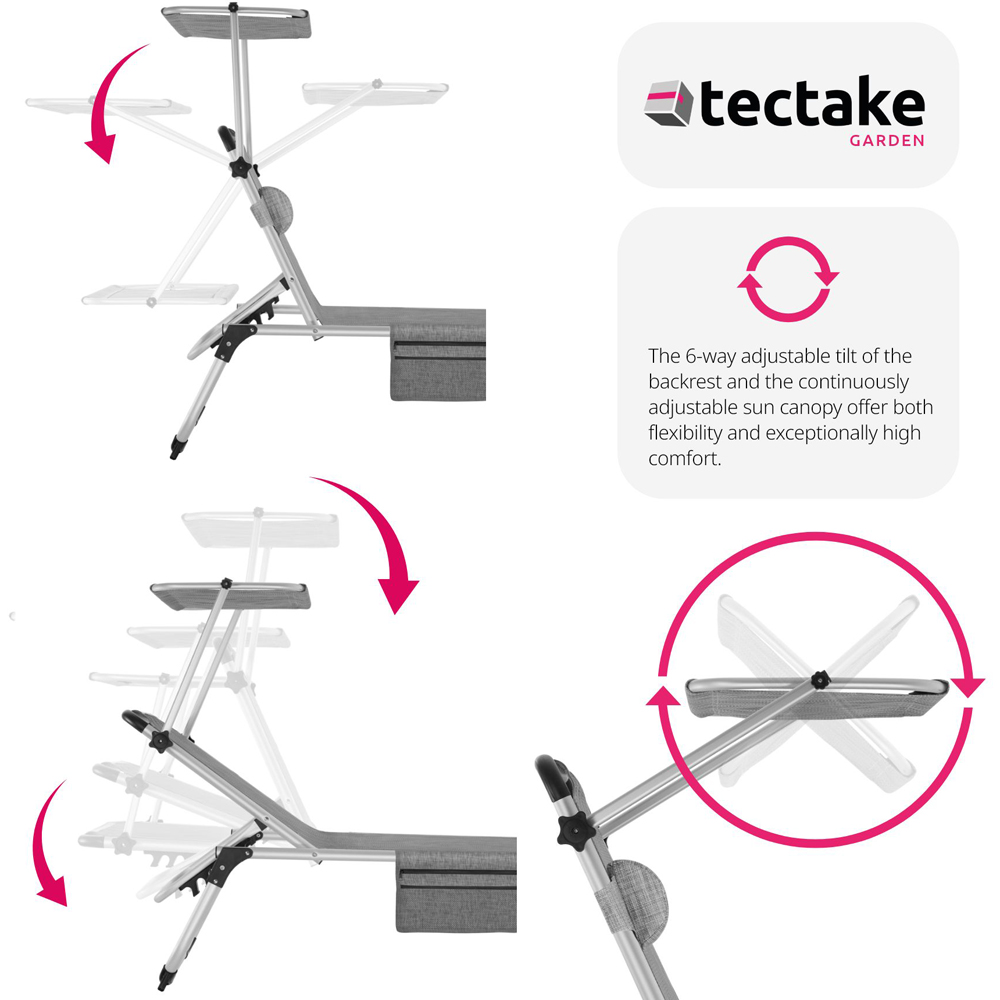 tectake Aurelie Mottled Grey 6 Position Backrest Sun Lounger Image 4