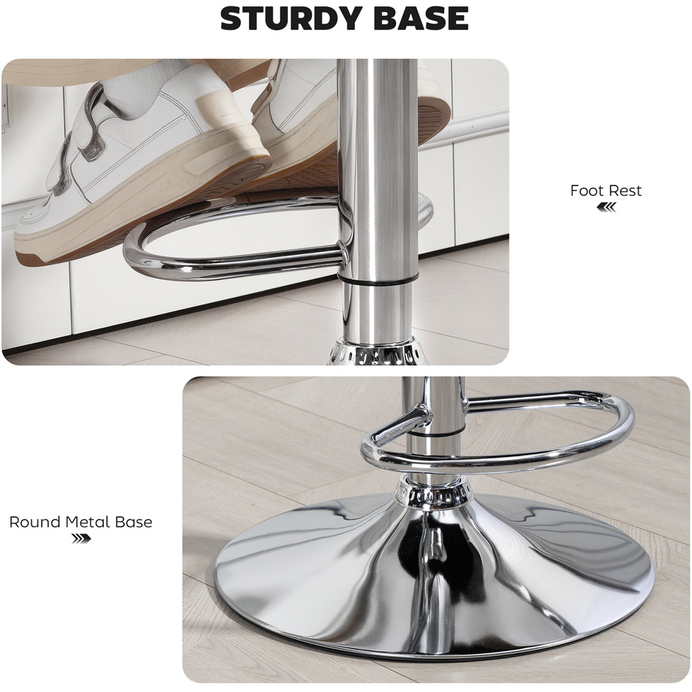 Portland Grey PU Leather Height Adjustable Swivel Bar Stool Image 6
