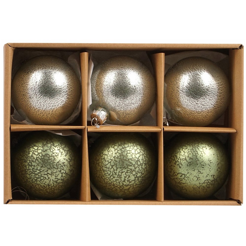 Mistletoe Cottage Glass Baubles 6 Pack Image