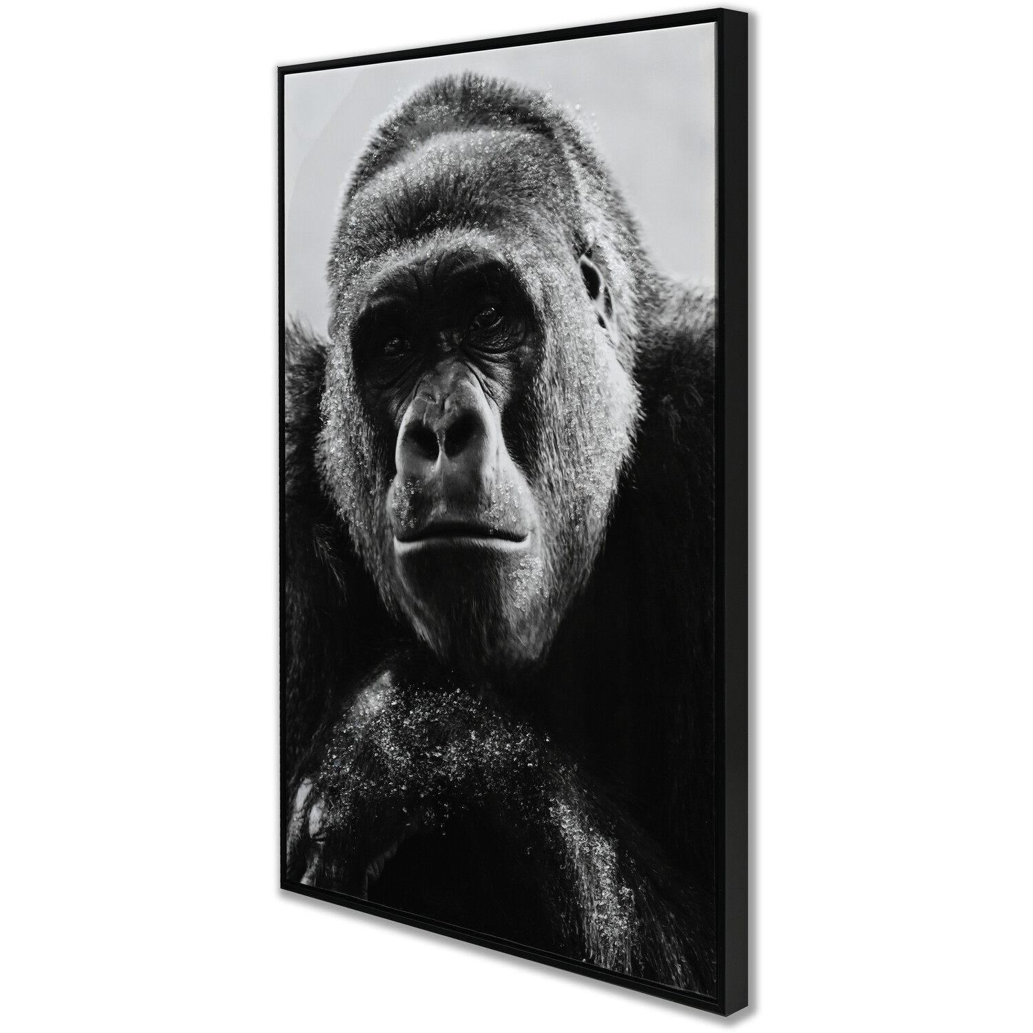 Pondering Gorilla Monochrome Framed Art - Black Image 2