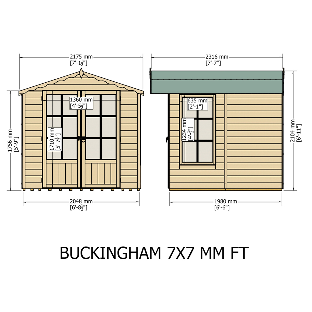 Shire Buckingham 7 x 7ft Double Door Traditional Summerhouse Image 6