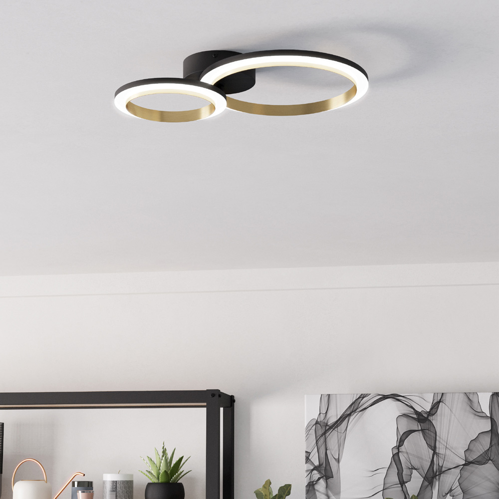 EGLO Calliera Black Steel LED Circle Ceiling Light Image 2