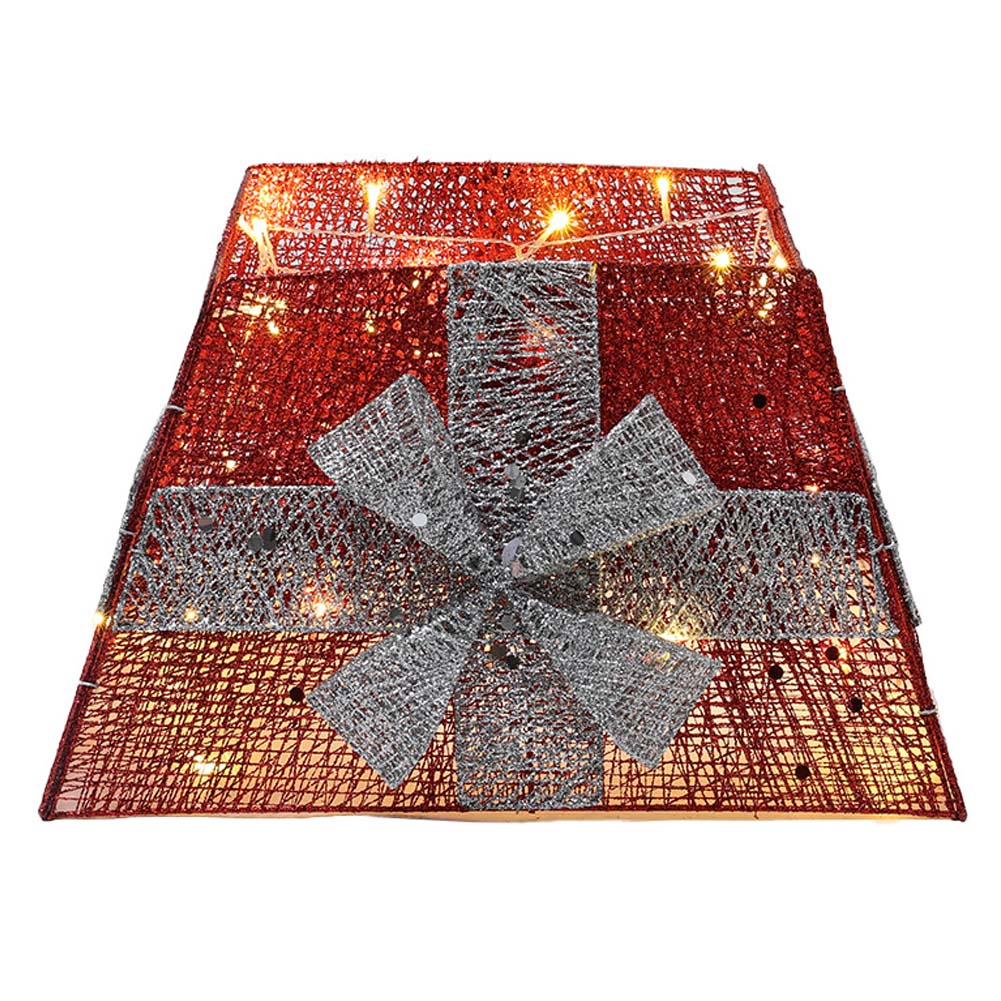 Living and Home Red and White Square Christmas Tree Collar Basket Image 3