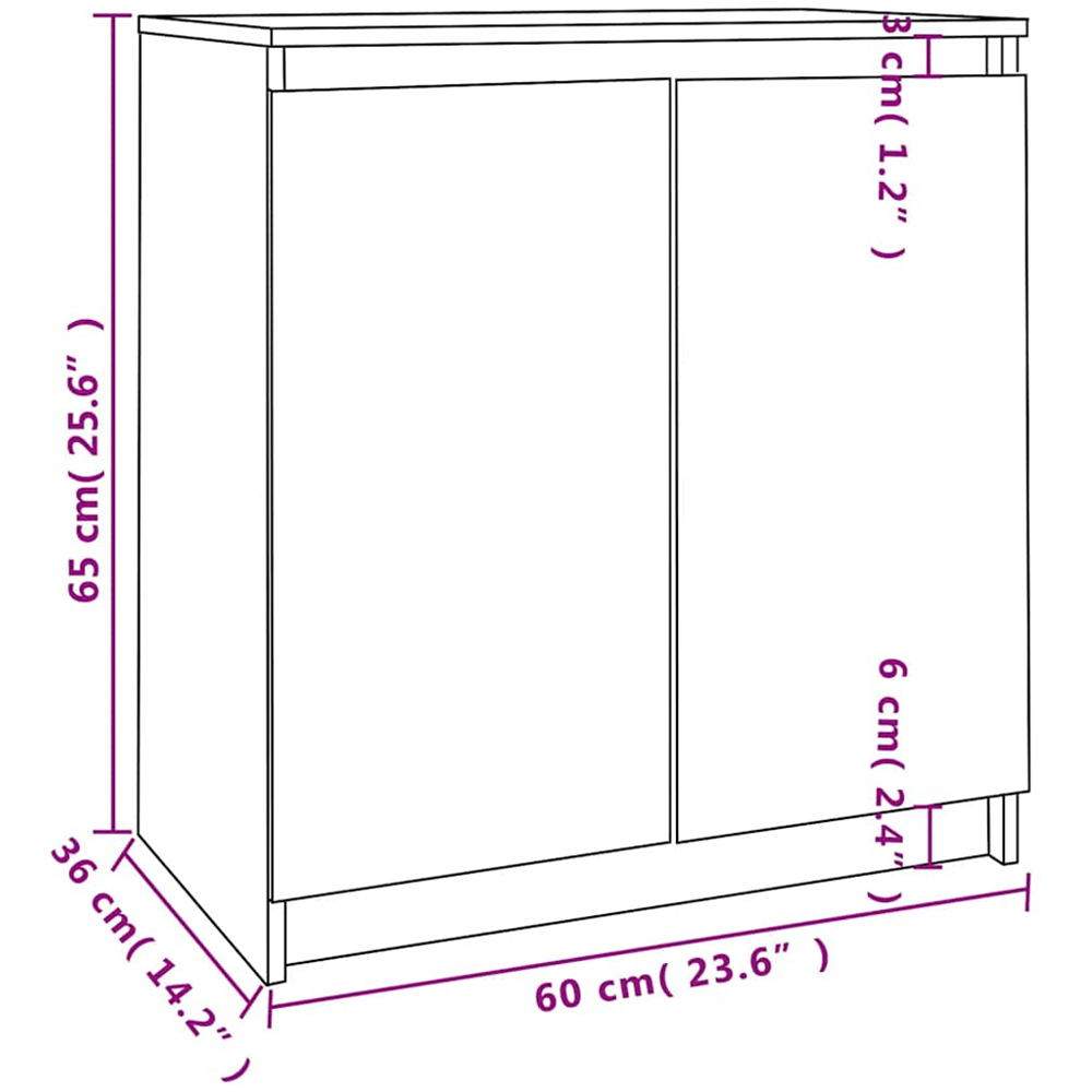 vidaXL 2 Door Natural Solid Pine Wood Side Cabinet Image 9