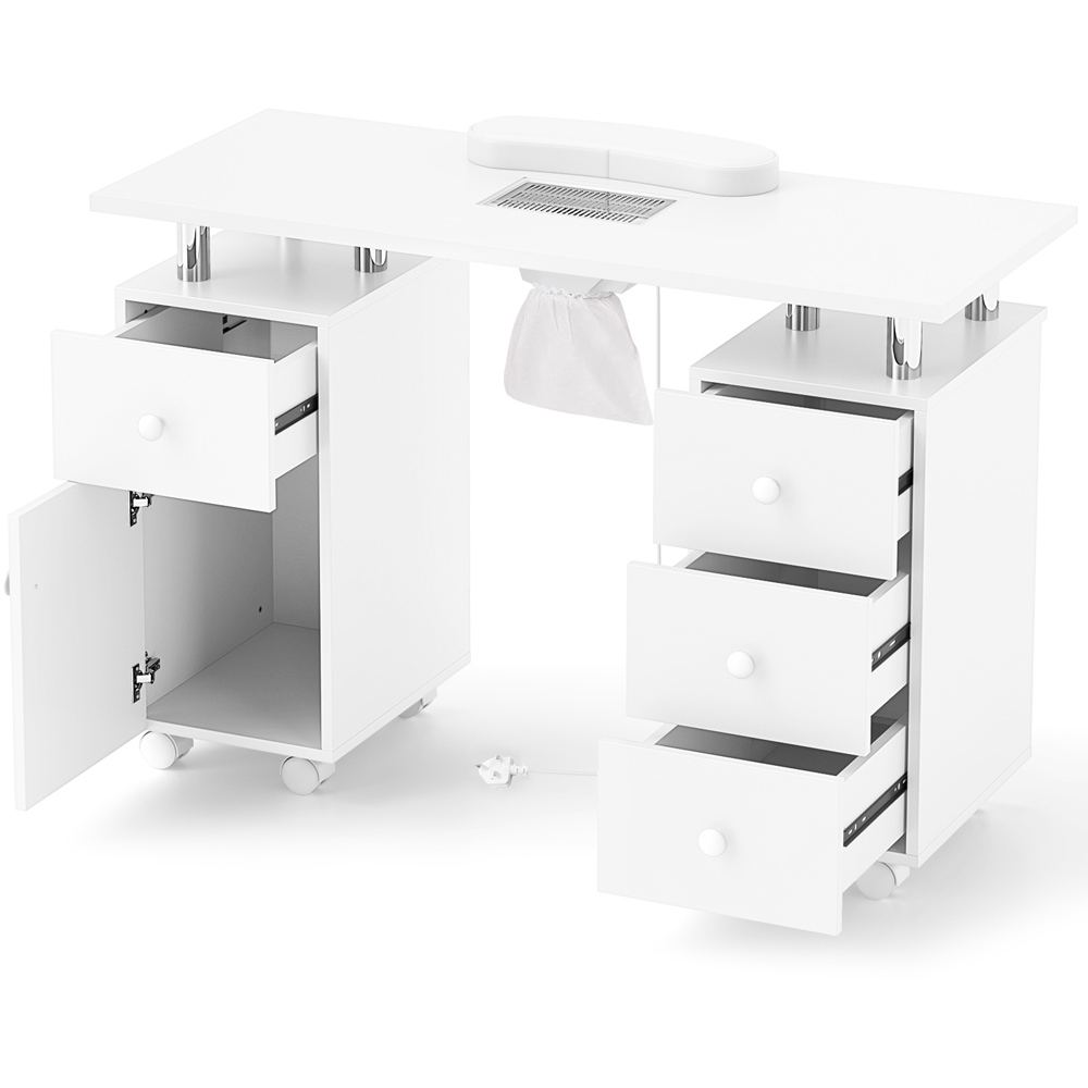 Costway White Manicure Nail Table with Electric Dust Collector Image 3