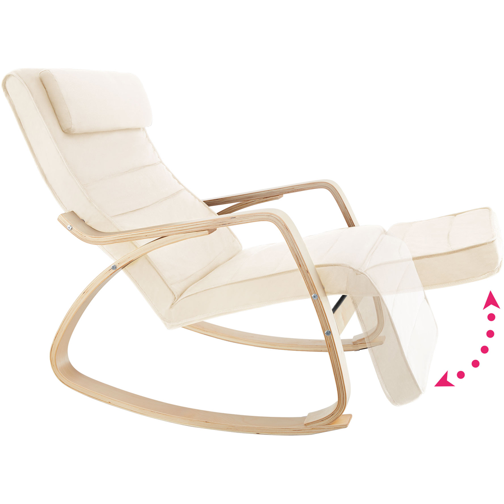 tectake Onda Beige Rocking Chair with Adjustable Footrest Image 6