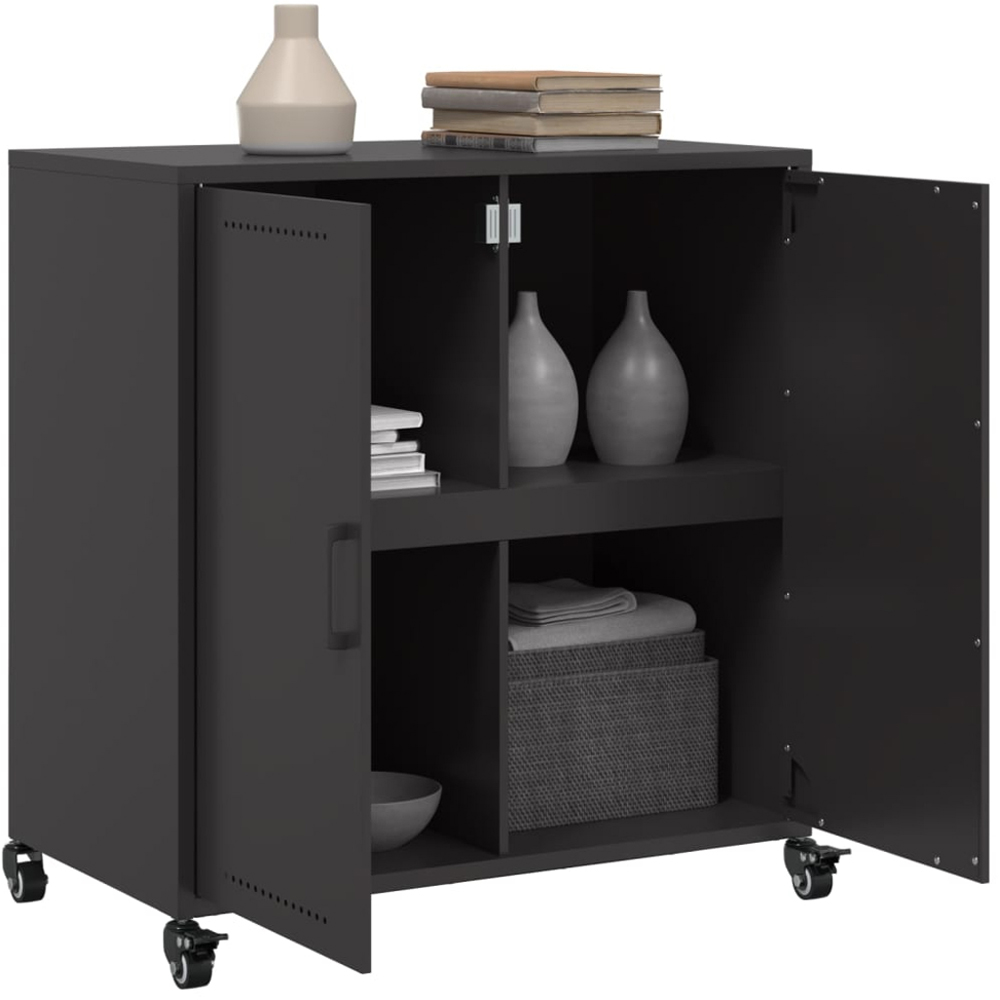 vidaXL 2 Door Black Steel Sideboard Image 5