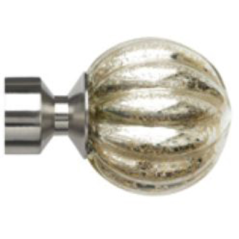 New Edge Blinds 150cm Fixed Length Satin Silver Eyelet Metal Curtain Pole Set with Dynasty Finial Image 2