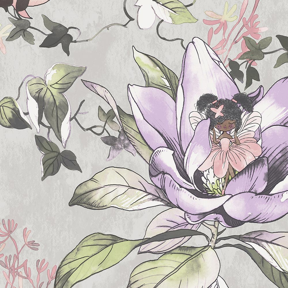 Holden Decor Floral Fairies Grey Wallpaper Image 4