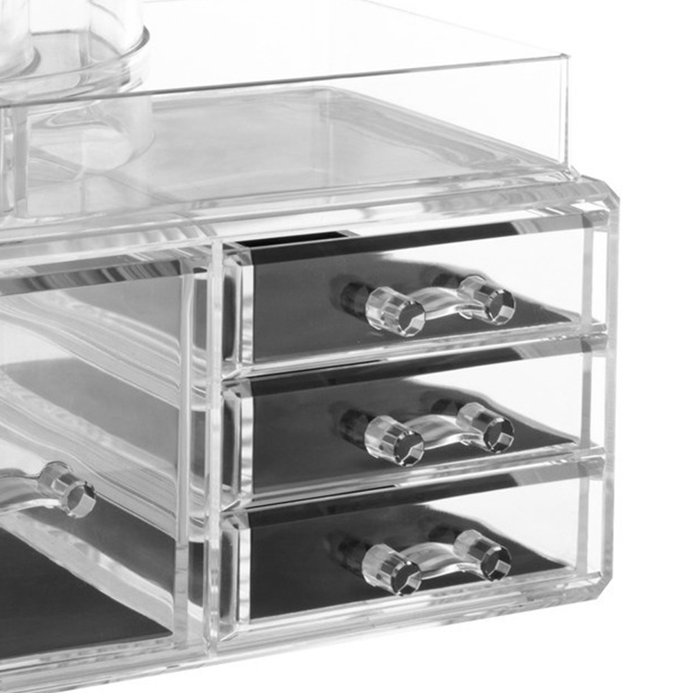 Premier Housewares Clear 3 Small and 1 Large Drawers Cosmetic Organiser Image 5