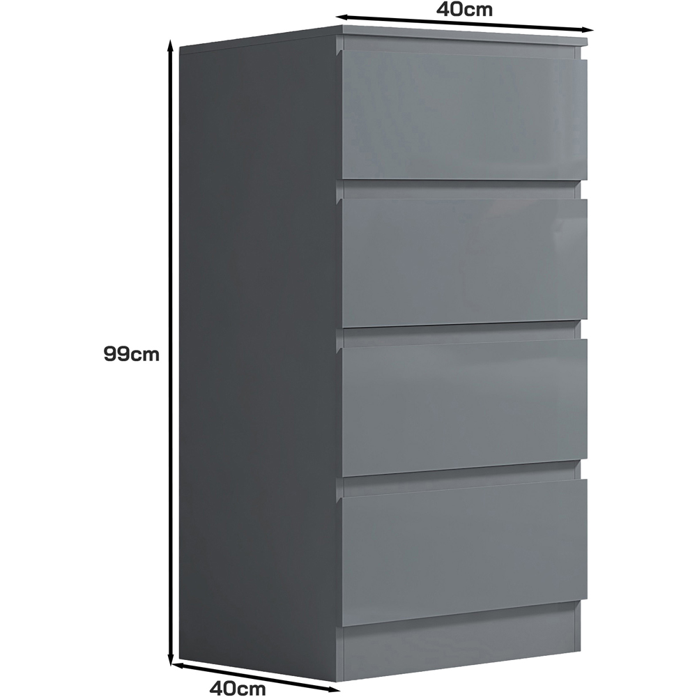 FWStyle Stora 4 Drawer Grey Gloss Chest Of Drawers Image 6