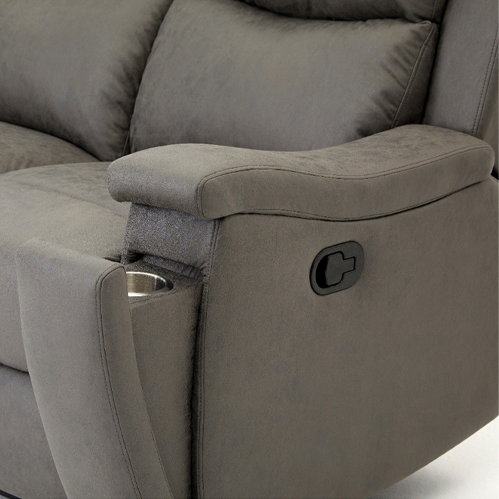 Home Detail Collins 3 Seater Grey Air Leather Manual Recliner Sofa Image 9