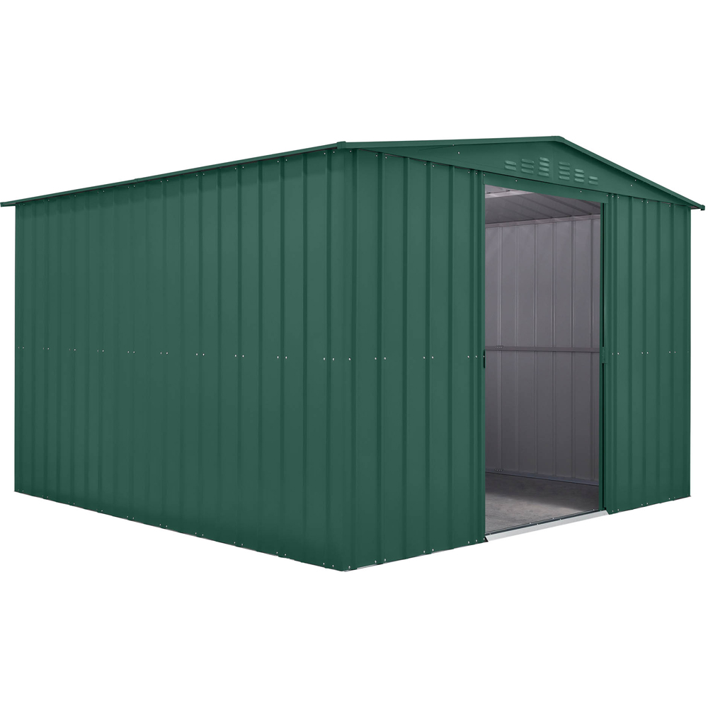 Globel 10 x 10ft 2 Door Green Metal Apex Garden Shed Image 2
