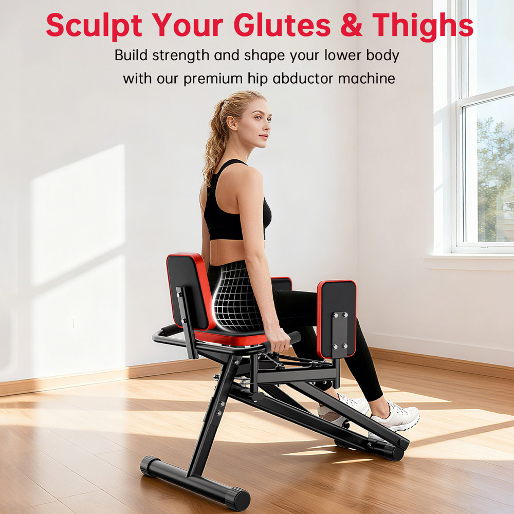 Rattrix Black Leg Trainer Hip Abductor Machine with 2-Level Adjustable Resistance Image 3