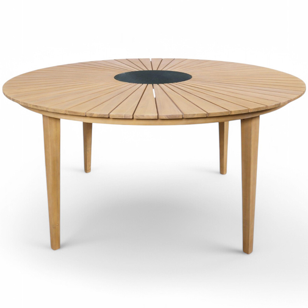 Royalcraft Roma 4 Seater Sunray Acacia Round Dining Set with Black Granite Insert Image 3
