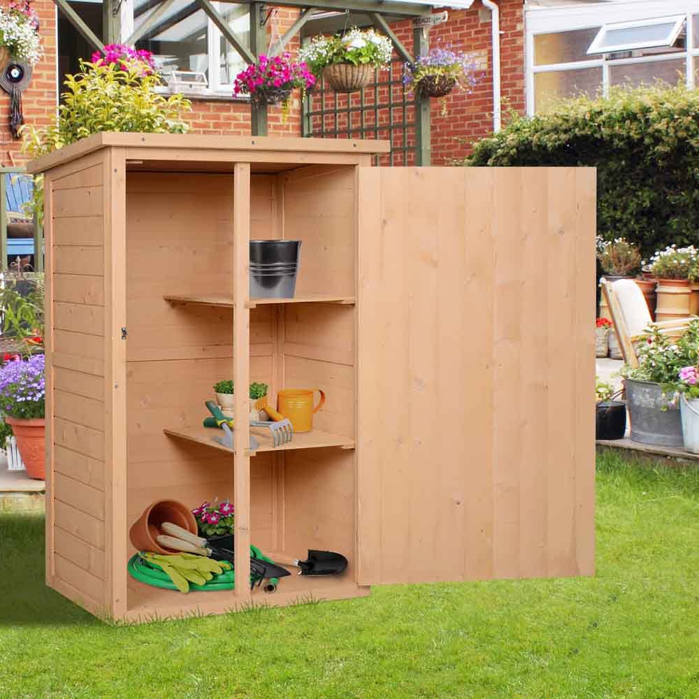 Outsunny Wooden Storage Shed Natural Image 2