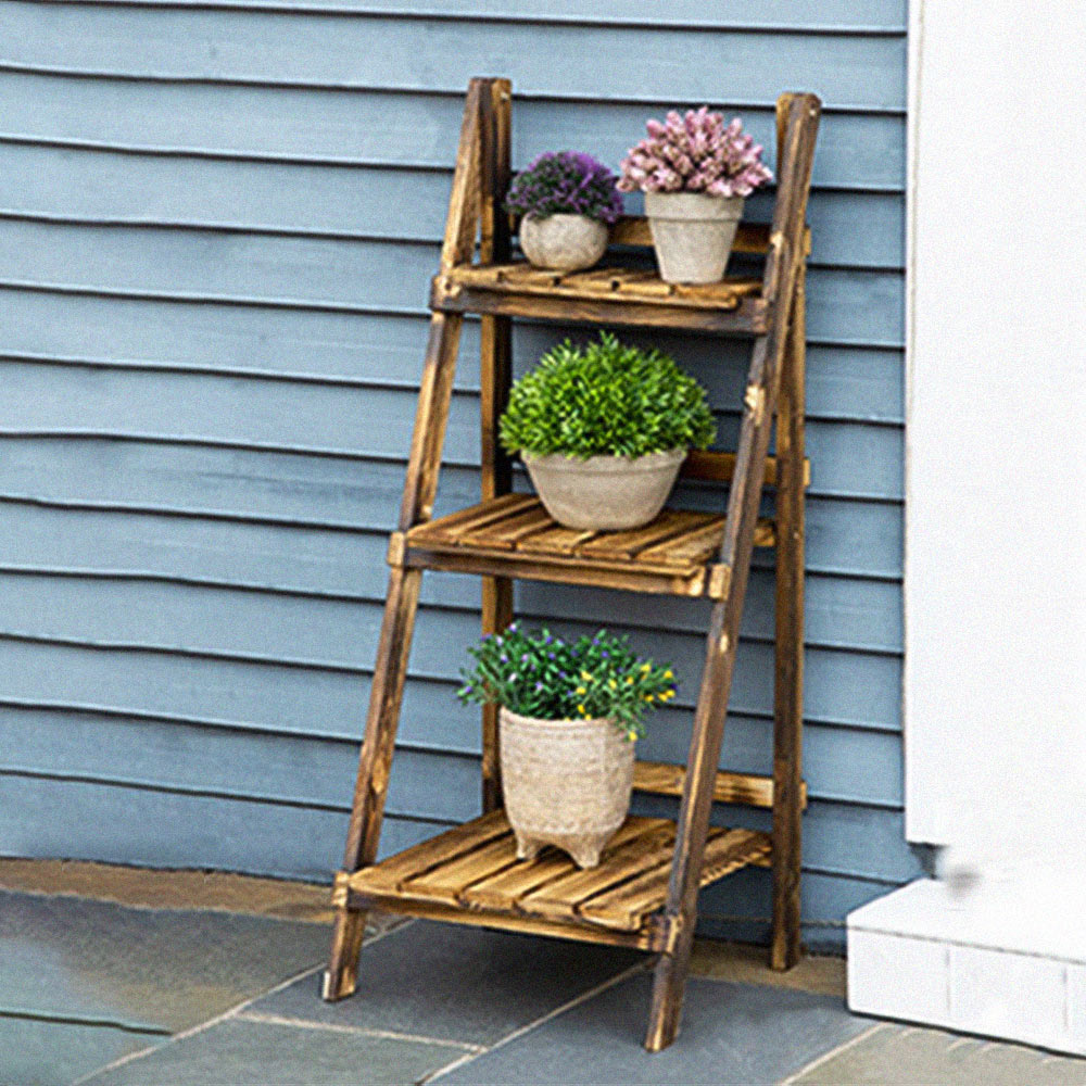 Outsunny Wooden Outdoor Flower Pot Stand Image 2