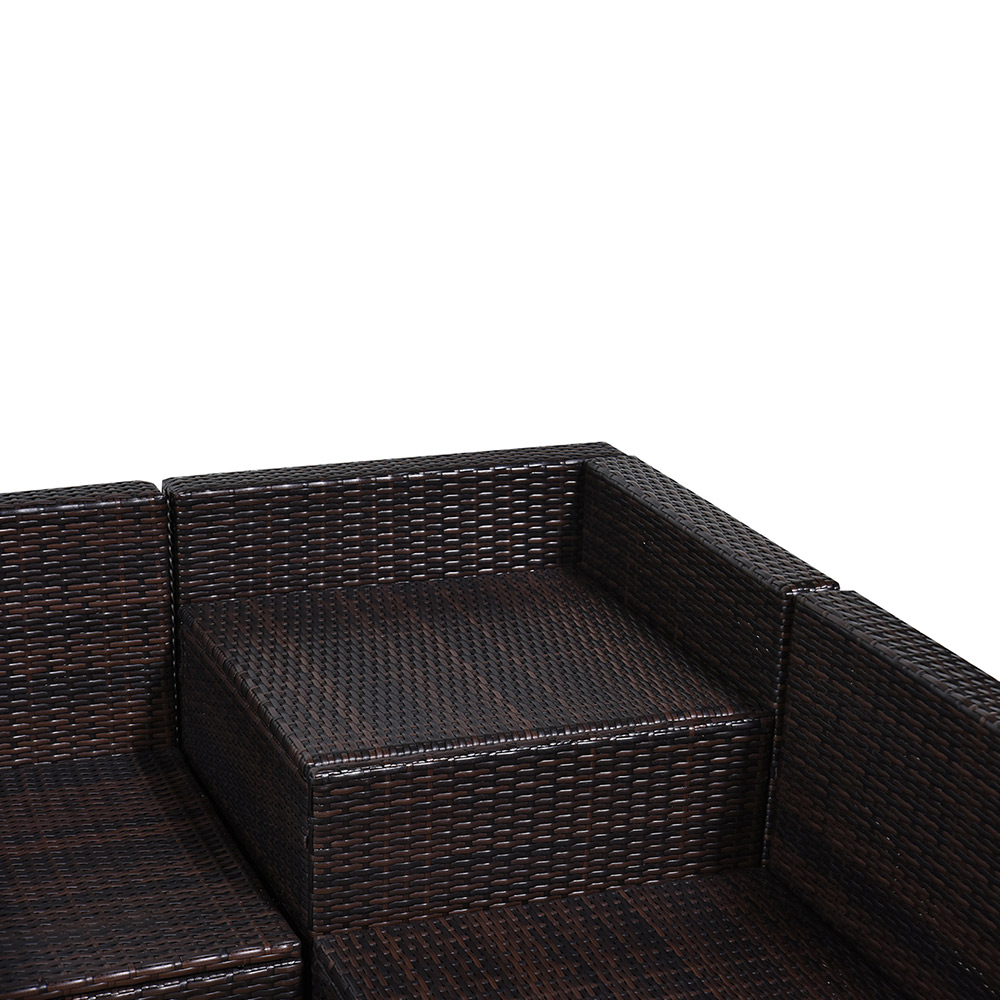 Outsunny 6 Seater Brown PE Rattan Sofa Lounge Set Image 4
